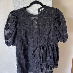 Zara Black Floral Lace Blouse
